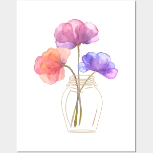 Mason Jar With Flowers Posters and Art